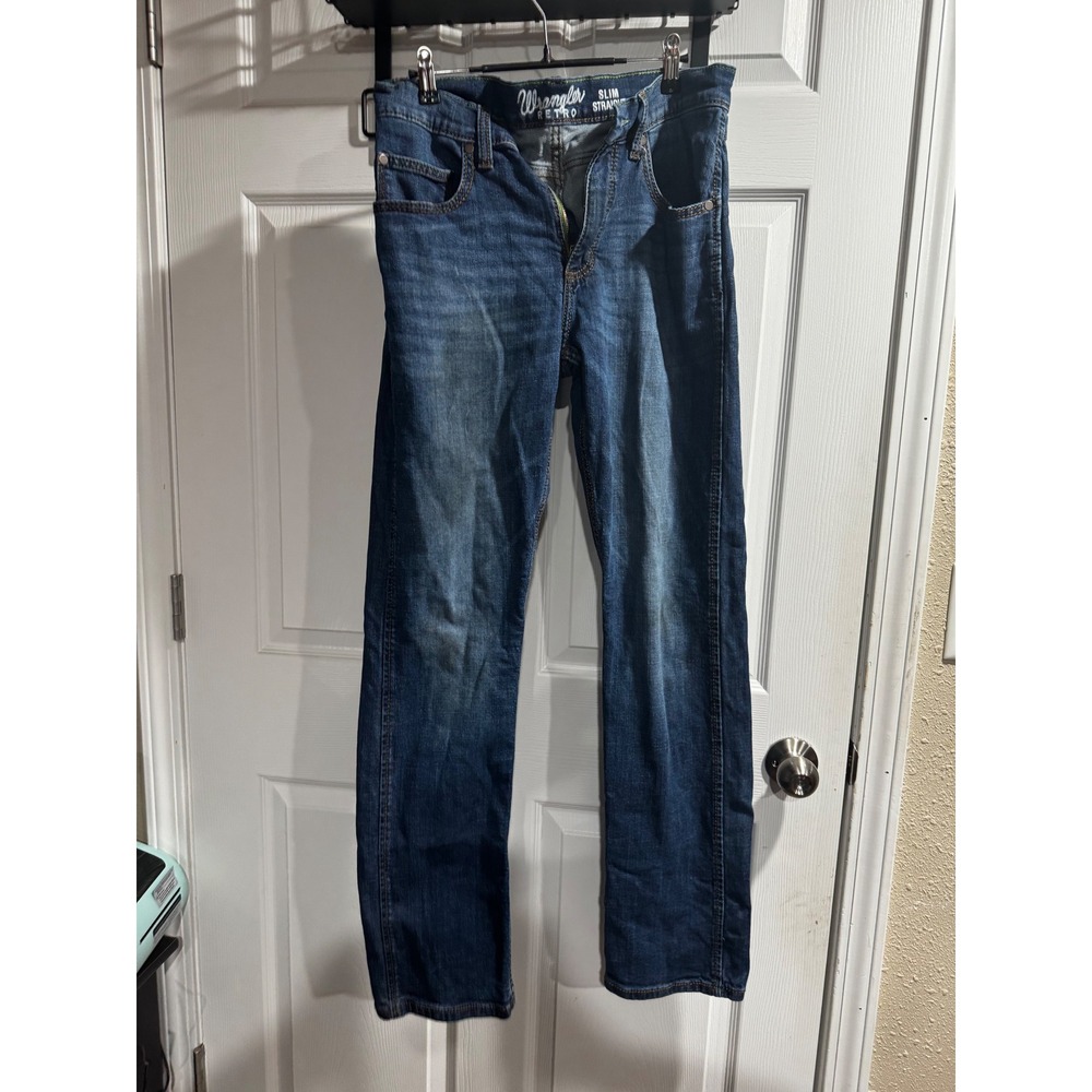 Wrangler Retro Slim Straight Jeans Mens 31x34 Medium Wash Denim 10WLT88CW